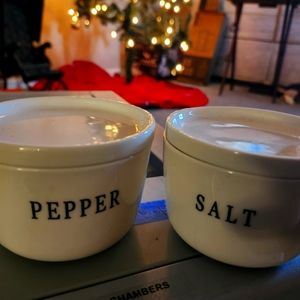 NIB Ceramic Salt and Pepper Cellars w lids